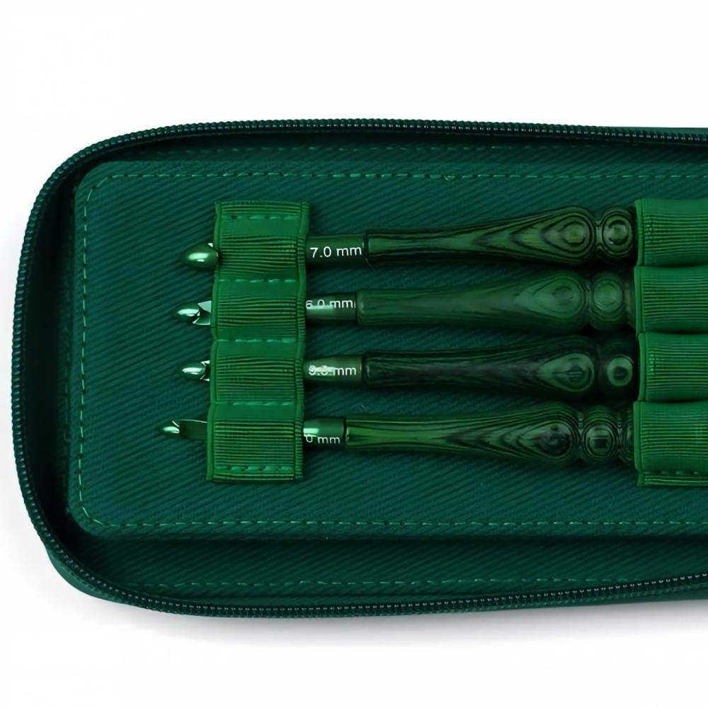 Crochet Hook Set Green Synthet - Wooden Crochet Hooks Ergonomic Handle recension och pris