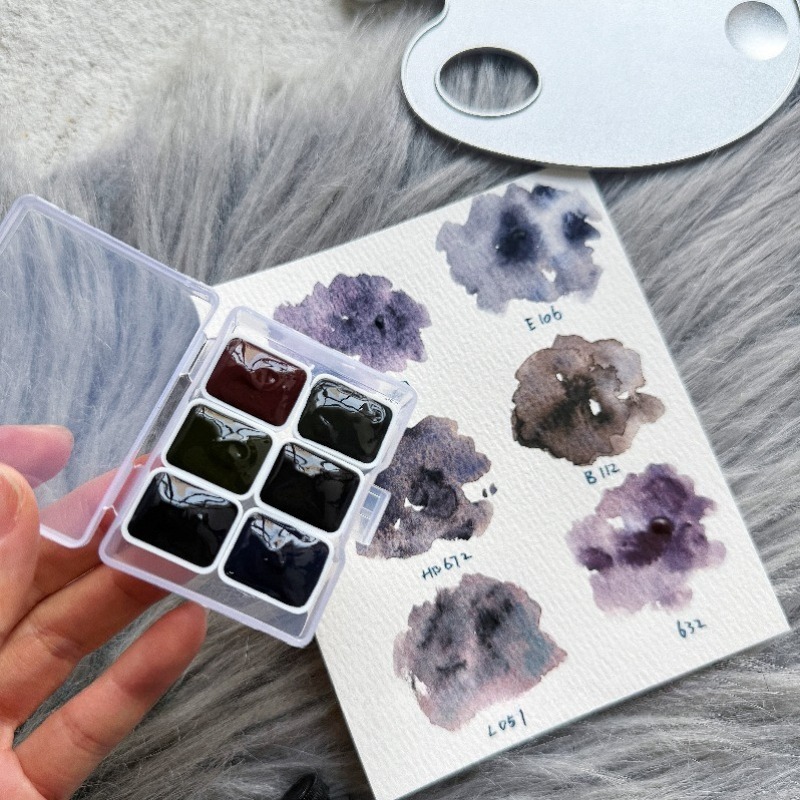 6 Colors 1ml White Night Colle - Watercolor Paint Set Solid Pigment recension och pris